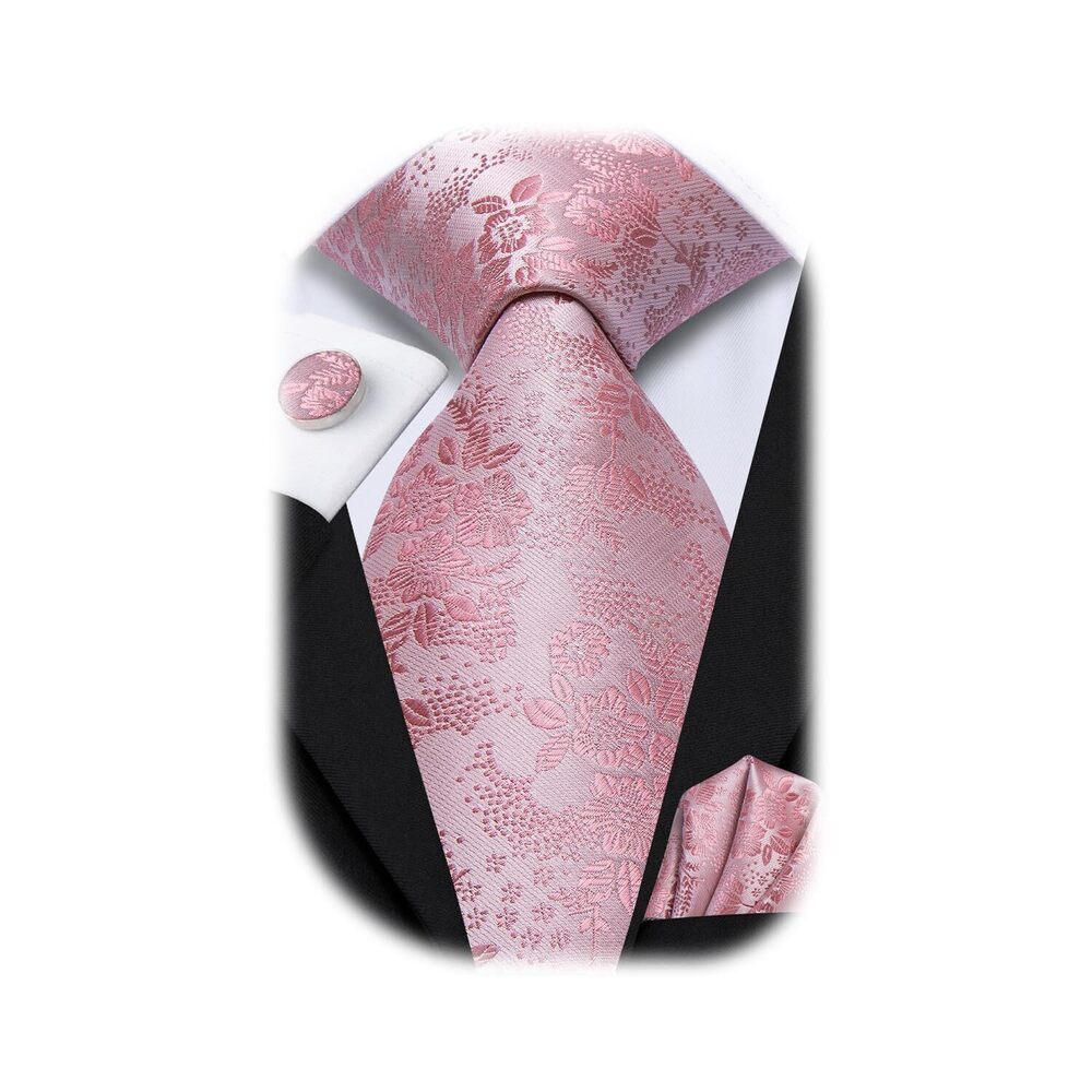 7162 Silk Paisley Ties Necktie Pocket Square Cufflinks Set Foral Tie Sets